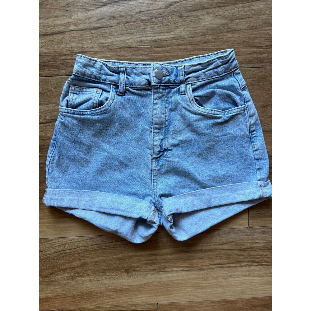 Cotton On Women’s 6 High Rise Classic Stretch Denim Shorts Light Wash Cuffed